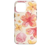 Tropical Hibiscus Seashells Summer Floral Pattern Coque pour iPhone 16 Pro Max