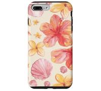 Tropical Hibiscus Seashells Summer Floral Pattern Coque pour iPhone 7 Plus/8 Plus