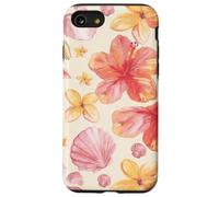 Tropical Hibiscus Seashells Summer Floral Pattern Coque pour iPhone SE (2020) / 7/8