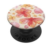 Tropical Hibiscus Seashells Summer Floral Pattern PopSockets PopGrip Adhésif