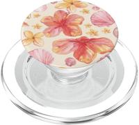 Tropical Hibiscus Seashells Summer Floral Pattern PopSockets PopGrip pour MagSafe