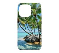 Tropical Island Hamac Palm Paradise Beach Landscape Coque pour iPhone 13 Pro