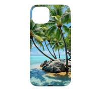 Tropical Island Hamac Palm Paradise Beach Landscape Coque pour iPhone 15 Plus