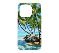 Tropical Island Hamac Palm Paradise Beach Landscape Coque pour iPhone 15 Pro