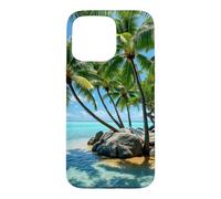 Tropical Island Hamac Palm Paradise Beach Landscape Coque pour iPhone 15 Pro Max