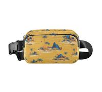 Tropical Island Sac banane pour femme avec sangle réglable pour entraînement et course à pied Jaune