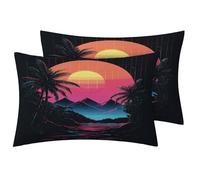 Tropical Landscape Pillows Case Set of 2 Soft Cushion Cover Invisible Zipper Pillowcase for Bed Bedroom Furniture 40X60Cm