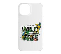 Tropical Macaw Parrots Jungle Nature Bird Design Life Quotes Coque pour iPhone 14