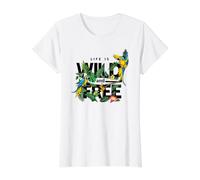 Tropical Macaw Parrots Jungle Nature Bird Design Life Quotes T-Shirt Graphique avec Valeur, Femme, Blanc, XL