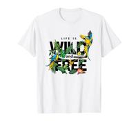 Tropical Macaw Parrots Jungle Nature Bird Design Life Quotes T-Shirt Graphique avec Valeur, Homme, Blanc, S