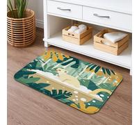 Tropical Monkeys Tapis de bain teint en fil à séchage rapide, imprimé monochrome, imprimé jungle, safari, absorbant, antidérapant, décoration d'été, mousse à mémoire de forme, lavable, 40,6 x 61 cm
