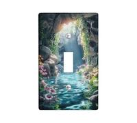 Tropical Oasis Plaques de protection pour interrupteur de lumière/couvercles de sortie, bleu aqua avec accents floraux, plaques murales thermoplastiques, taille standard simple à bascule