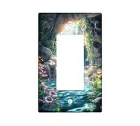 Tropical Oasis Plaques de protection pour interrupteur de lumière/couvercles de sortie, bleu aqua avec accents floraux, plaques murales thermoplastiques, taille standard simple bascule