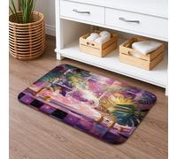 Tropical Oasis - Tapis de bain à séchage rapide - Motif boule disco coloré - Absorbant - Antidérapant - En mousse à mémoire de forme - Lavable - Pour salle de bain