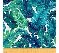 Tropical Outdoor Tissus au Metre, feuille de palmier d'été Tissu 184x150cm chaise, branche de verdure Tissu Home DIY Project couture, bleu clair