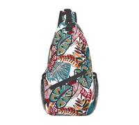 Tropical Palm Leaf-2 Sac bandoulière en Forme de Feuille de Palmier Tropicale, Sac Poitrine, Parfait pour Gym, Cyclisme, randonnée, Voyage, Homme et Femme