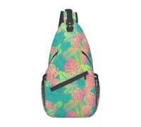Tropical Palm Leaf-8 Sac bandoulière en Forme de Feuille Tropicale de Palmier, Sac Poitrine, idéal Gym, Cyclisme, randonnée, Voyage, Unisexe