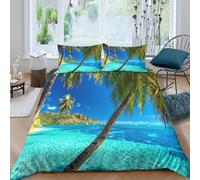 Tropical plage Ensemble De Literie 3 Pièces résistante 3D Imprimée Respirante Paradise island style Parure de Lit avec Fermeture Éclair Ultra Douce for Décoration de Chambre Single（140x200cm）