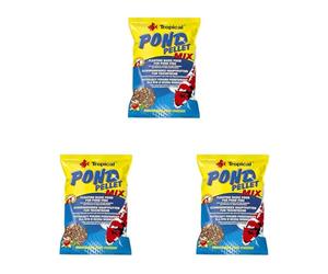 Tropical Pond Pellet Mix 1000ml / 130g - Aliment Complet sous Forme de Boules flottantes pour Koi, Poissons de Bassin (Lot de 3)