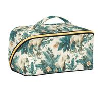 Tropical Pony Blu Ray Trousse de toilette avec séparateurs à fermeture éclair pour femme verticale sur pied Blanc cassé