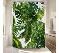 Tropical Rideau de Douche 120x180cm Rideaux de Douche Feuilles, Tissu Polyester Imperméable Salle de Bain Lavable en Machine Rideau Baignoire Anneaux Accessoires Baignoire ZO-715