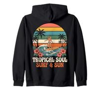 Tropical Soul Surfer Girl Surf and Sun, Plage hawaïenne rétro Sweat à Capuche