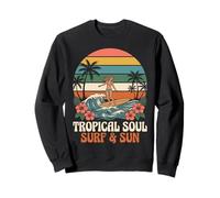 Tropical Soul Surfer Girl Surf and Sun, Plage hawaïenne rétro Sweatshirt
