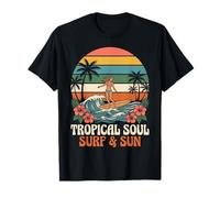 Tropical Soul Surfer Girl Surf and Sun, Plage hawaïenne rétro T-Shirt