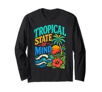 Tropical State of Mind Ocean Waves Palm Trees Sunset Citation Manche Longue