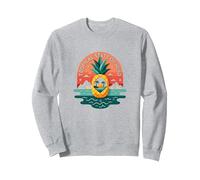 Tropical State of Mind Pineapple Paradise Beach, Hawaïens Sweatshirt, Unisexe pour Adultes, Gris Chiné, M