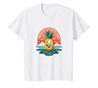 Tropical State of Mind Pineapple Paradise Beach, Hawaïens T-Shirt, Enfant, Blanc, 12 Ans