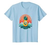 Tropical State of Mind Pineapple Paradise Beach, Hawaïens T-Shirt, Enfant, Bleu Céleste, 6 Ans