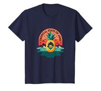 Tropical State of Mind Pineapple Paradise Beach, Hawaïens T-Shirt, Enfant, Bleu Marine, 3 Ans