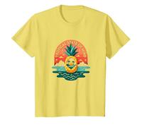 Tropical State of Mind Pineapple Paradise Beach, Hawaïens T-Shirt, Enfant, Citron, 12 Ans