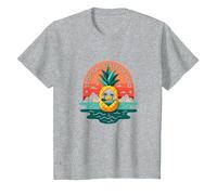 Tropical State of Mind Pineapple Paradise Beach, Hawaïens T-Shirt, Enfant, Gris Chiné, 8 Ans