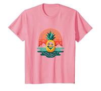 Tropical State of Mind Pineapple Paradise Beach, Hawaïens T-Shirt, Enfant, Rose, 10 Ans