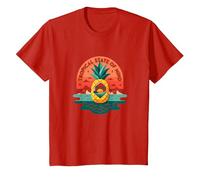 Tropical State of Mind Pineapple Paradise Beach, Hawaïens T-Shirt, Enfant, Rouge, 8 Ans