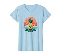 Tropical State of Mind Pineapple Paradise Beach, Hawaïens T-Shirt, Femme, Bleu Céleste, 3XL