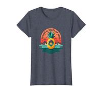 Tropical State of Mind Pineapple Paradise Beach, Hawaïens T-Shirt, Femme, Bleu Chiné, 3XL