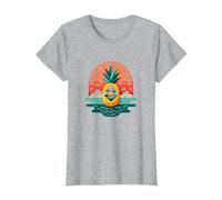 Tropical State of Mind Pineapple Paradise Beach, Hawaïens T-Shirt, Femme, Gris Chiné, XS