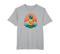 Tropical State of Mind Pineapple Paradise Beach, Hawaïens T-Shirt, Homme Grandes Tailles, Gris Chiné, 3X Tall