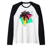 Tropical Summer. 80s Plage Palmier Coucher de Soleil Manche Raglan