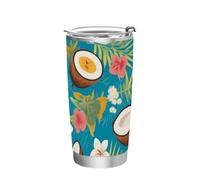 Tropical Summer Coconuts Tasse à café de voyage en acier inoxydable anti-fuite avec couvercle pour café simple avec couvercles 591 ml