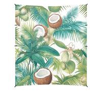 Tropical Summer Tente de plage pliable en noix de coco Protection UPF50+ légère Grand abri solaire avec poteaux robustes, sacs de sable et pelle pour les voyages en famille, les pique-niques et le