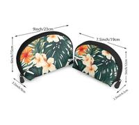 Tropical Summer Trousse de maquillage portable avec fermeture éclair et compartiments intérieurs Motif fleurs hawaïennes, Fleurs tropicales d'été hawaïennes feuilles de palmier, Taille unique