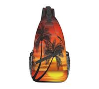 Tropical Sunset Palm-1 Sac Poitrine Sling Tropical Sunset, Un Excellent Compagnon pour vélo, randonnée, Voyage.