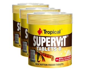 Tropical SUPERVIT Tablets B 50ml / 36g - Tablettes de Base pour Poisson - Contient: Beta-glucan immunostimulant Bio-Actif - rehausse l’immunité (Lot de 3)