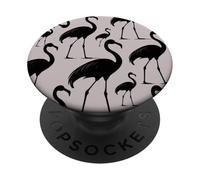 Tropical Trendy Oiseau Animaux Charme Noir Beige Flamant Rose PopSockets PopGrip Adhésif