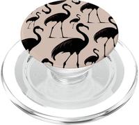 Tropical Trendy Oiseau Animaux Charme Noir N Beige Flamant Rose PopSockets PopGrip pour MagSafe