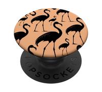 Tropical Trendy Oiseau Animaux Charme Noir Orange Flamant Rose PopSockets PopGrip Adhésif
